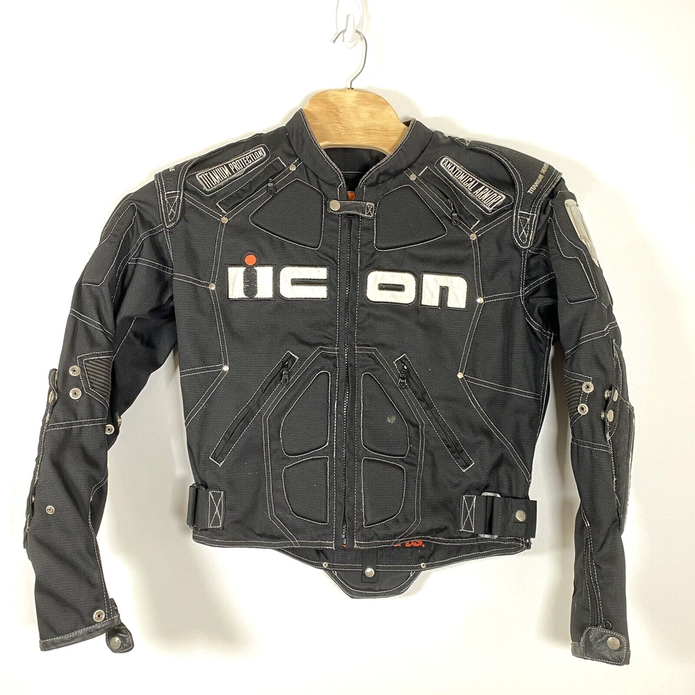 Icon Asphalt Technologies TiMax Men's Size M Black Titanium Motorcycle Jacket